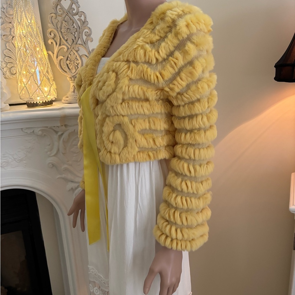 BCBGMaxAzria Cream Rabbit Fur Jacket - Picture 7 of 14